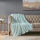 Olliix by Madison Park Zuri 1 Aqua Oversized Faux Fur Throw-1