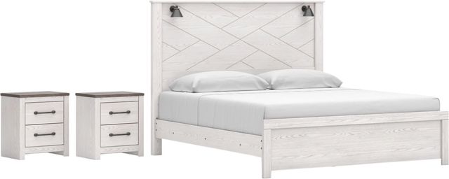 Signature Design by Ashley® Gerridan 3-Piece White/Gray King Panel Bed Set-0