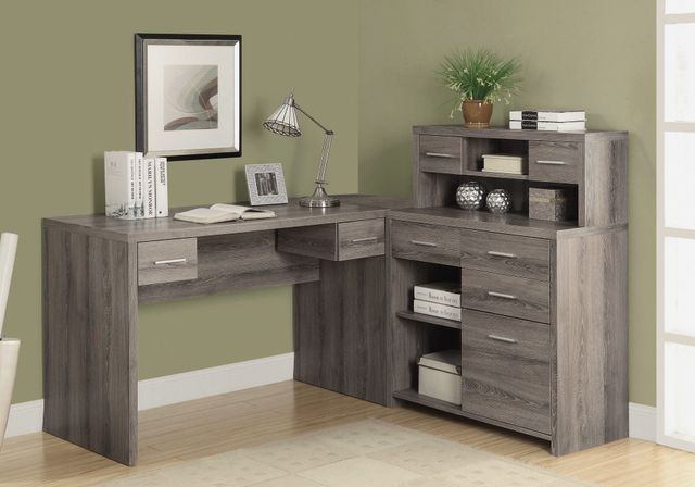 Monarch Specialties Inc. Dark Taupe L Shaped Corner Desk-0
