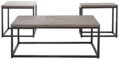 Ensemble de 3 tables pour salon à plateaux naturels avec bases brunes foncées de Decor-Rest® Furniture LTD Jacob