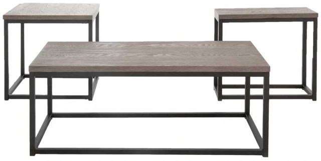 Ensemble de 3 tables pour salon à plateaux naturels avec bases brunes foncées de Decor-Rest® Furniture LTD Jacob