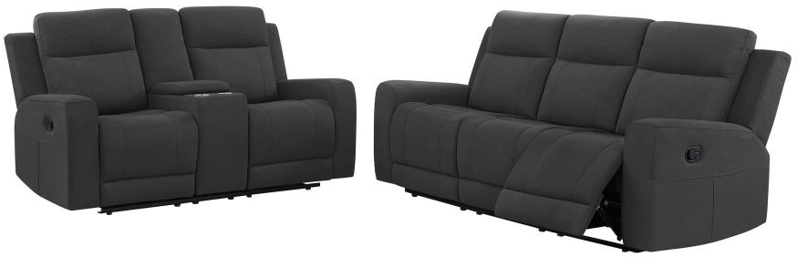 Coaster® Brentwood 2-Piece Dark Charcoal Manual Reclining Sofa Set