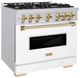 ZLINE Classic Series Autograph Edition 36" Stainless Steel Pro Style Dual Fuel Range with White Matte Door and Polished Gold Accents-2