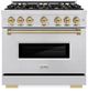 ZLINE Autograph Edition 36" 5.2 cu. ft. Gas Range with 6 Burner DuoPro™ Cooktop and Convection Gas Oven in Stainless Steel and Champagne Bronze Accents-0