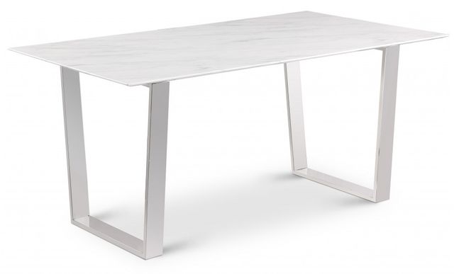 Meridian Furniture Carlton White Dining Table with Chrome Base-0