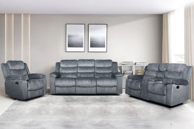 New Classic® Home Furnishings Willow Gray Manual Dual Reclining Sofa-1