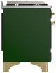 Ilve® Majestic III 36" Emerald Green Pro Style Dual Fuel Liquid Propane Range with 6 Black Brass Burners and Brass Trim-4
