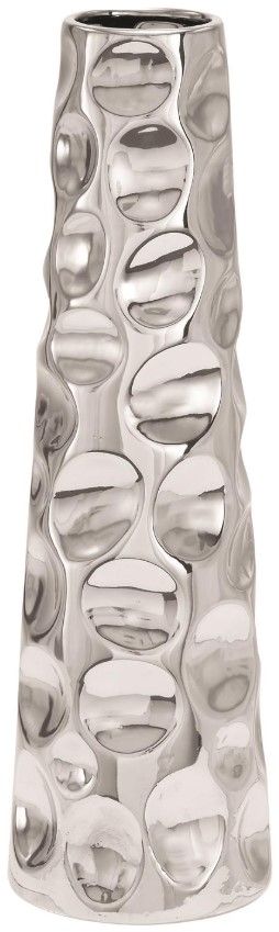 Deco Marche Silver Cone Vase with Concaved Bubble Texture-1