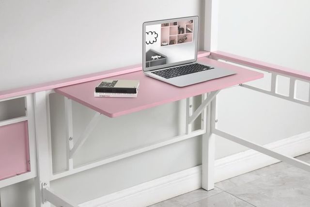 Coaster® Alexia Pink/White Twin/Twin Workstation Bunk Bed-3