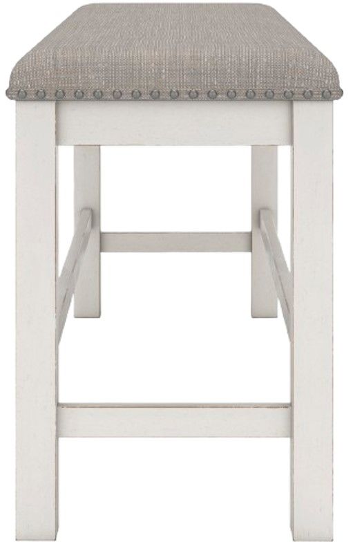 Signature Design by Ashley® Robbinsdale Antique White/Gray Upholstered Counter Bench-2