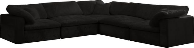Meridian Furniture Cozy 5-Piece Black Velvet Cloud Modular Sectional-0