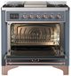 Ilve® Majestic III 36" Blue Gray Pro Style Dual Fuel Liquid Propane Range with Solid Door and Copper Trim-1