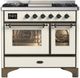 Ilve® Majestic III 40" Antique White Pro Style Dual Fuel Liquid Propane Range with Triple Glass Door and Burnished Trim-0