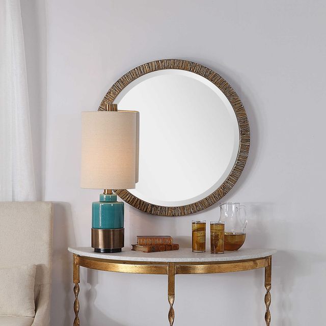 Uttermost® Wayde Gold Bark Round Mirror-1