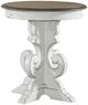 Liberty Furniture Magnolia Manor Weathered Bark Round End Table with Antique White Base-0