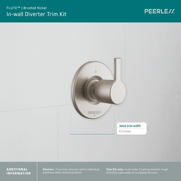 Peerless Flute™ Brushed Nickel In-wall Diverter Trim-2