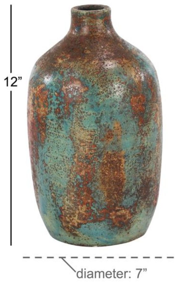 Deco Marche Multi-Colored 7" Ceramic Handmade Distressed Vase-2