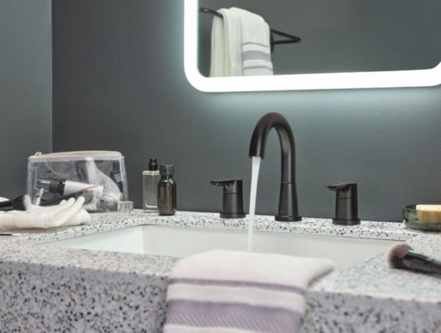 Peerless Flute™ Matte Black 2-Handle Widespread Lavatory Faucet-2