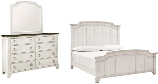 Benchcraft® Nashbryn 3-Piece Whitewash California King Panel Bed Set-0