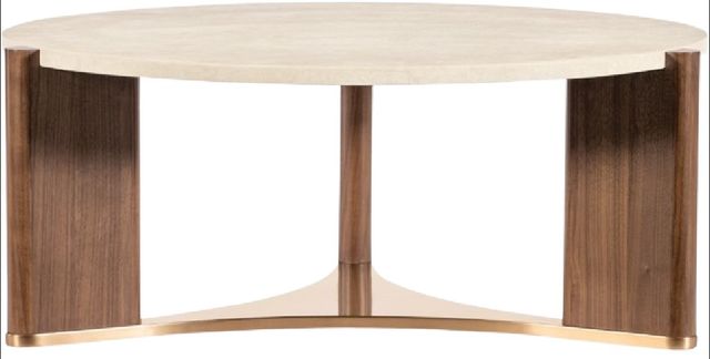 Hooker® Furniture Eleana Light Caramel Round Cocktail Table with Sunlit Bronze Base-2