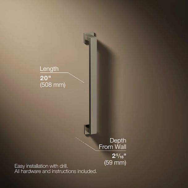 KOHLER® Square Vibrant Brushed Nickel 18" Grab Bar-2