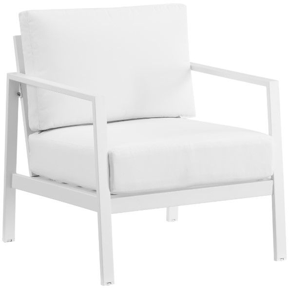 Linon Alora White Aluminum/Fabric Outdoor Armchair-0