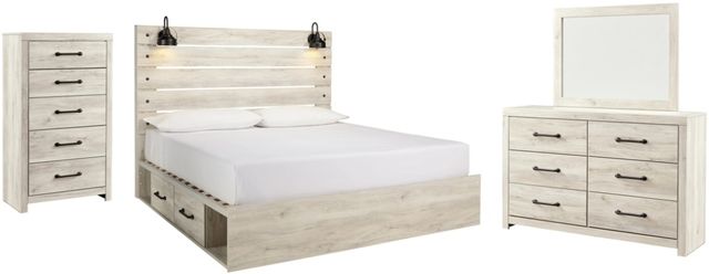 Signature Design by Ashley® Cambeck 4-Piece Whitewash King Storage Panel Bed Set-0