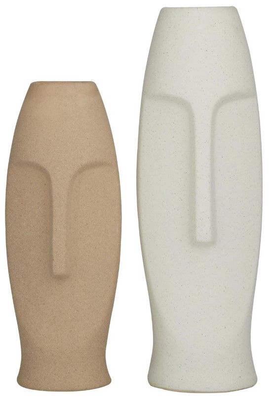 Deco Marche 2-Piece Easter Island Head Vase Set-0