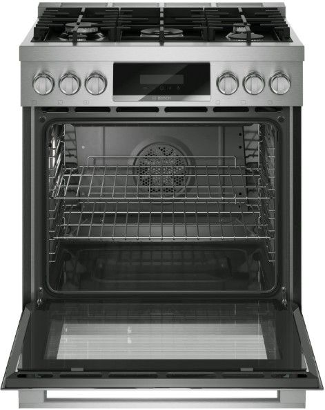 Bosch® 800 Series 30” Stainless Steel Freestanding Dual Fuel Range-1
