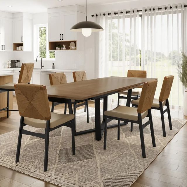 Amisco Customizable Charlie Walnut Veneer Dining Table with Extension-3