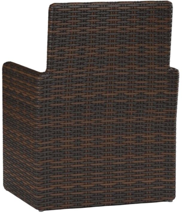Sunset West Montecito Cognac Resin Wicker Outdoor Dining Arm Chair with Canvas Flax Cushion-3