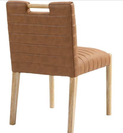 Meridian Furniture Aimee Cognac/Natural Leather Dining Side Chair-4