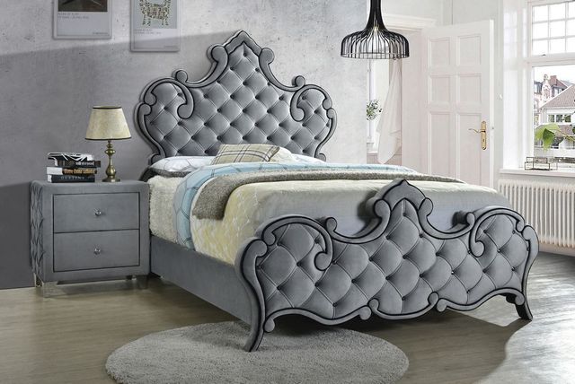 Coaster® Sandboard Grey Upholstered Queen Bed-1