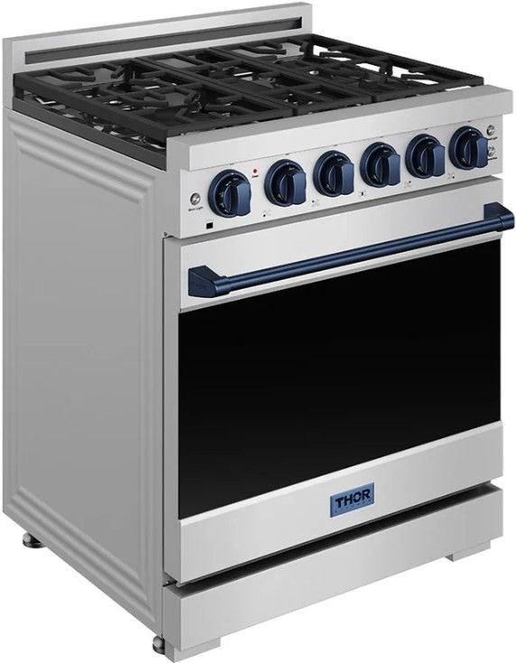 Thor Kitchen Gordon Ramsay Collection 30" Stainless Steel Pro Style Liquid Propane Range with Precision Knob Control in Blue Trim-2