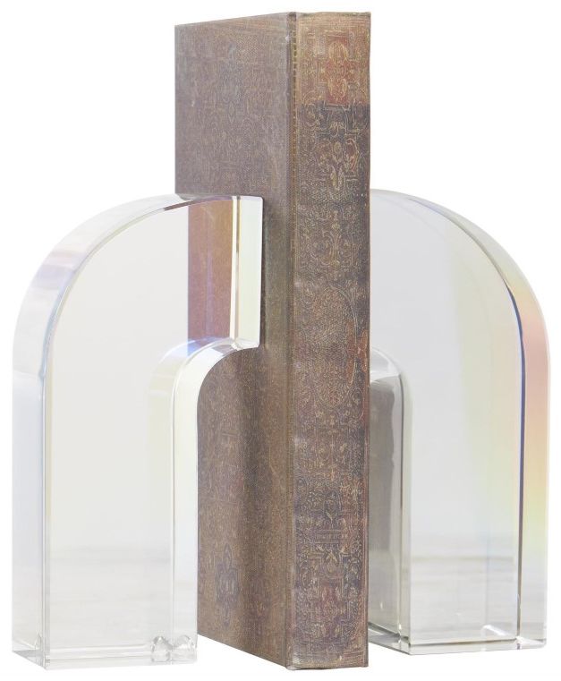 Deco Marche 2-Piece Clear Geometric Arched Bookends Set-0