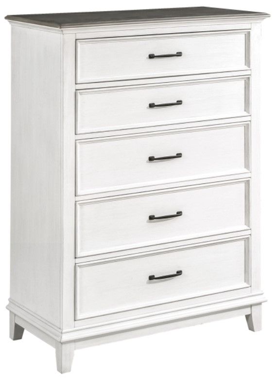 Mazin Furniture Chesterton Antique White/Dark Brown Chest-0