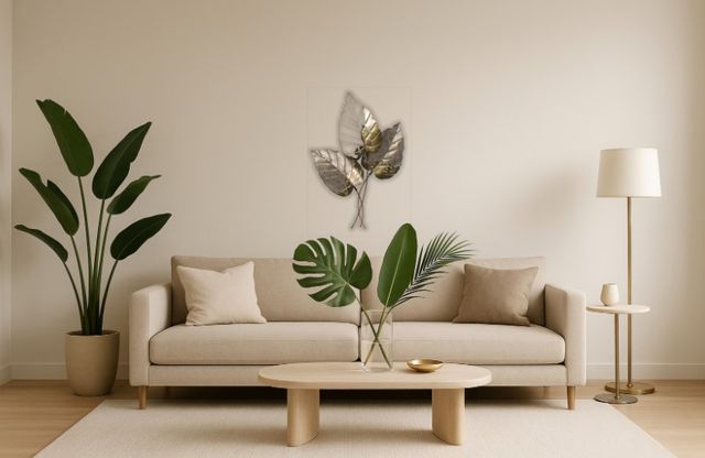 Classy Living 3 Tropical Leaves Metal Wall Decor-1