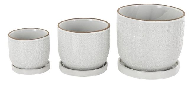 Deco Marche 3-Piece White Circle Patterned Planter Set-1