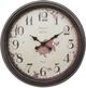 Monarch Specialties Inc. Brown 20" Round Wall Clock with Standard Numbers on Distressed Beige Backgr-0