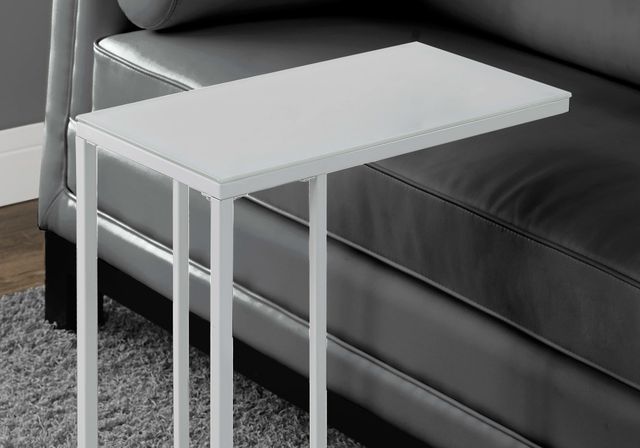 Monarch Specialties Inc. White Metal Frosted Glass Top Accent Table-2