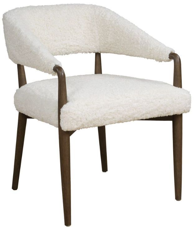 Uttermost® Austell Cream/Walnut Shearling Dining Chair-0