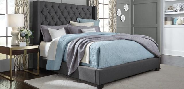American Wholesale Furniture Warren Gray Queen Upholstered Panel Bed-2