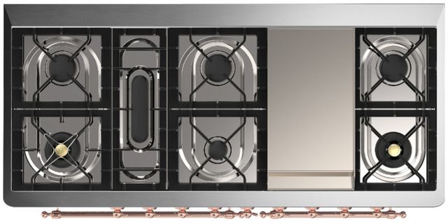 Ilve® Majestic III 60" White Pro Style Dual Fuel Natural Gas Range with Triple Glass Door and Copper Trim-3