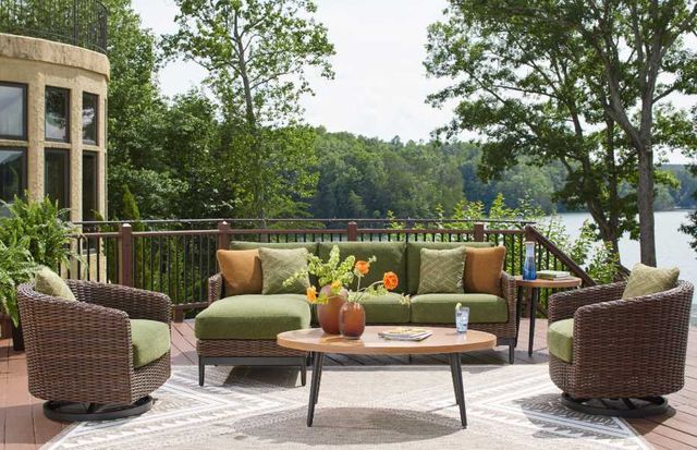 Signature Design by Ashley® Horizon Hall Brown/Green Aluminum/Fabric/Resin Outdoor Ottoman-3