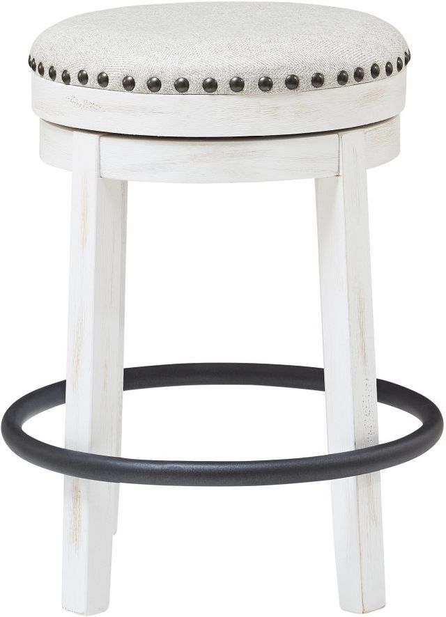 Signature Design by Ashley® Valebeck White Upholstered Swivel Bar Stool-1