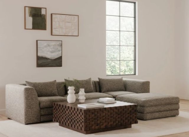 Moe's Home Collection Lowtide Stone Tweed Ottoman-3