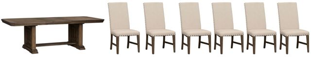 Liberty Furniture Artisan Prairie 7-Piece Aged Oak Trestle Table Set-0