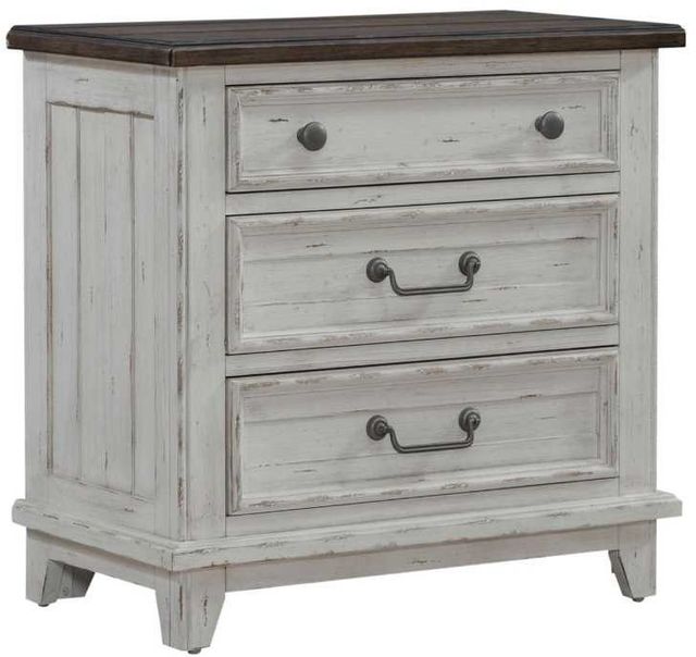 Liberty Furniture River Place 4-Piece Riverstone White/Tobacco King Bedroom Set with Nightstand-4