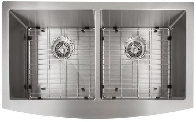 ZLINE Niseko 36" Stainless Steel Farmhouse Apron Mount Double Bowl Kitchen Sink with Bottom Grid-1