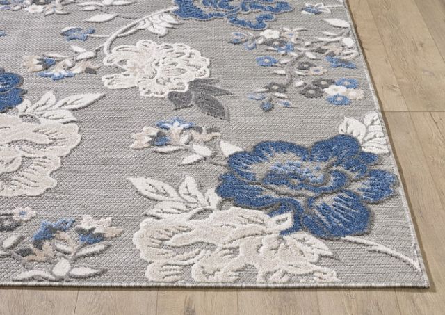 KAS Rugs Calla Blue/Gray Floral Vine 5'x7' Area Rug-1